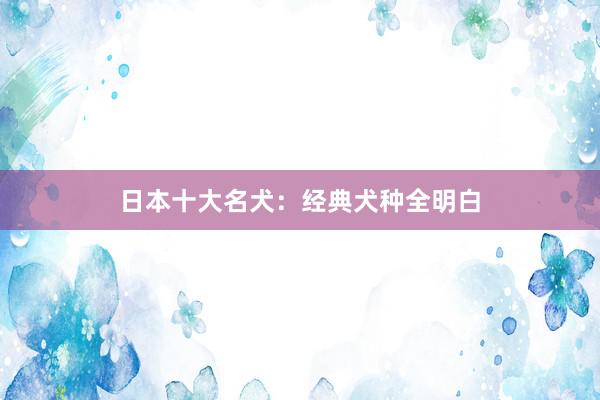 日本十大名犬：经典犬种全明白