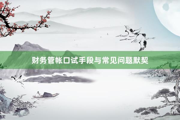 财务管帐口试手段与常见问题默契